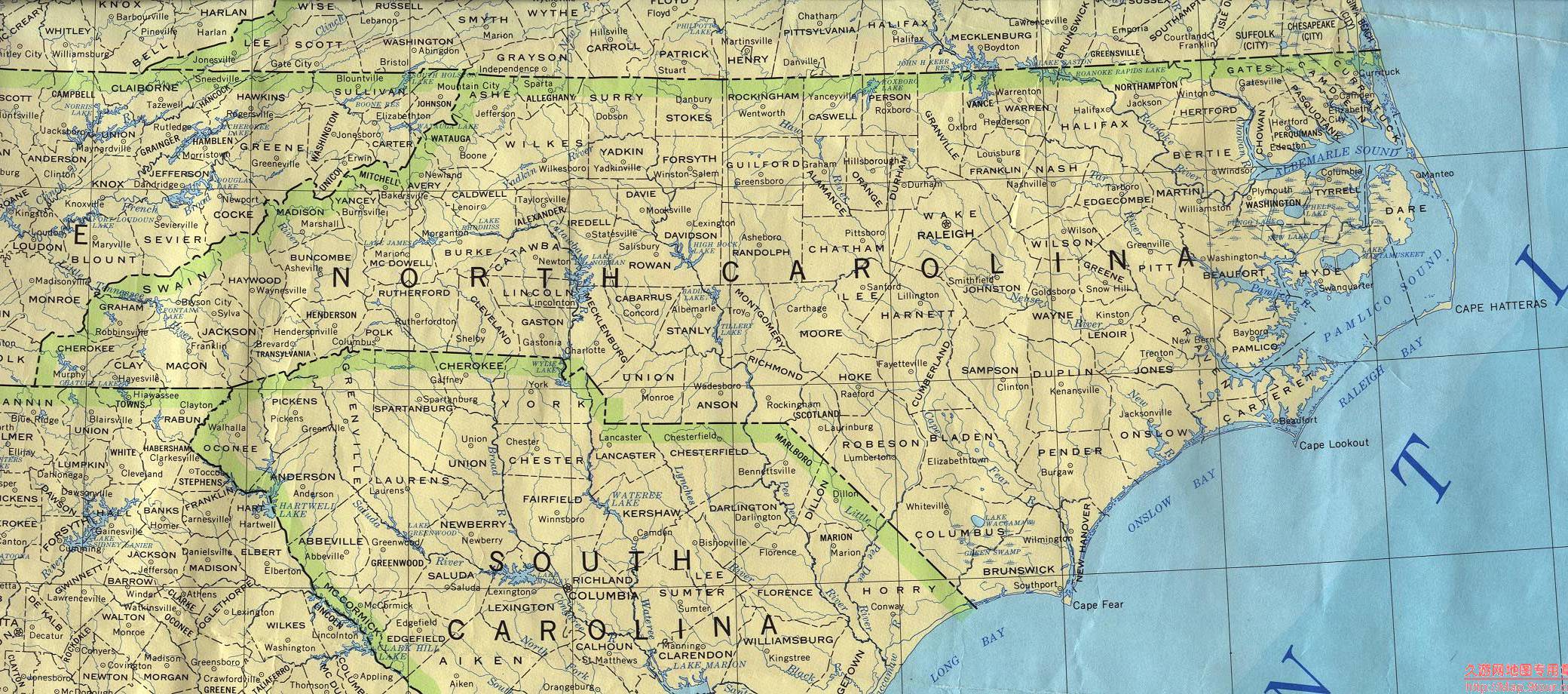 美国South Carolina州政区图