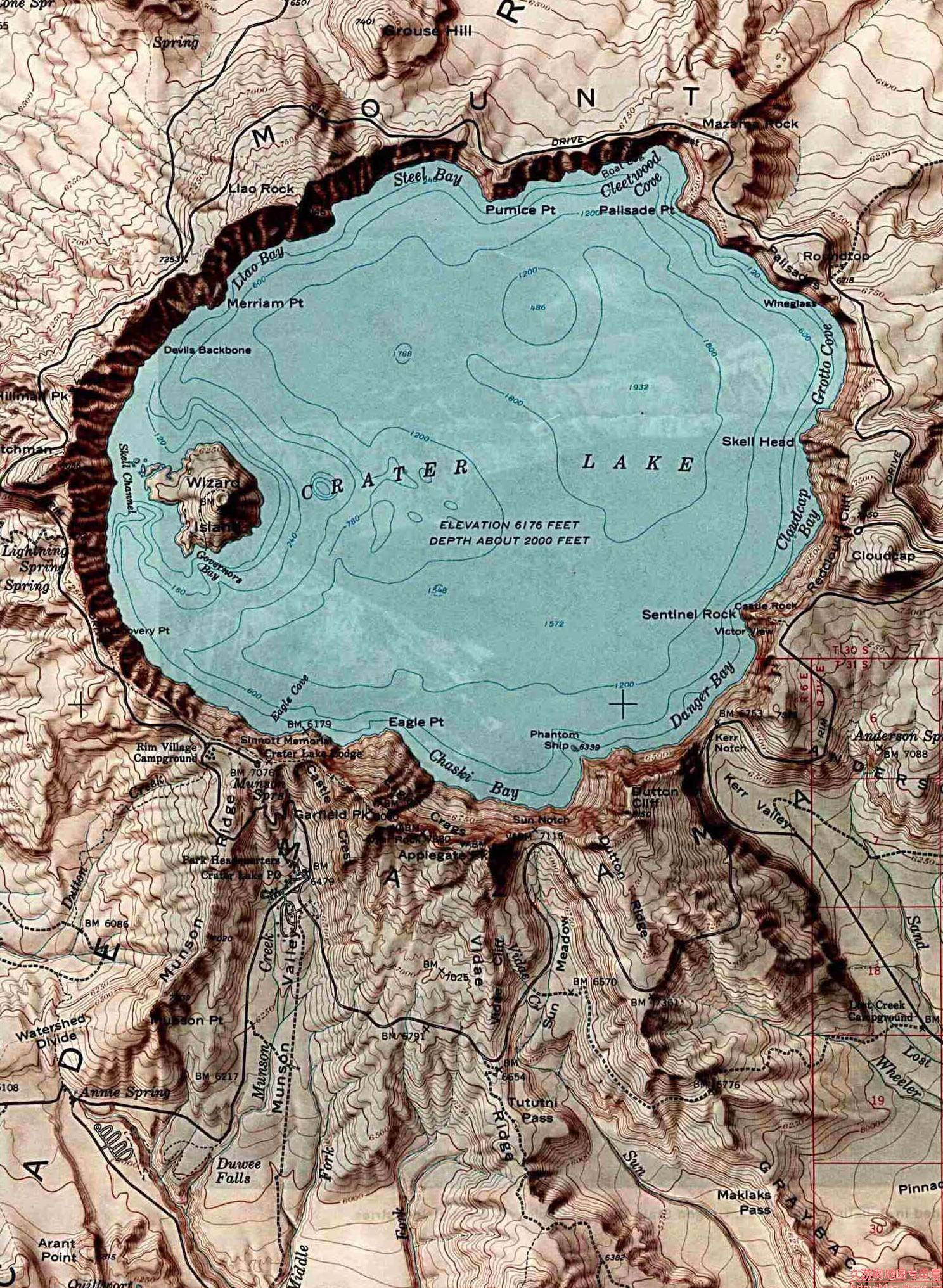 美国Oregon州Crater Lake地图
